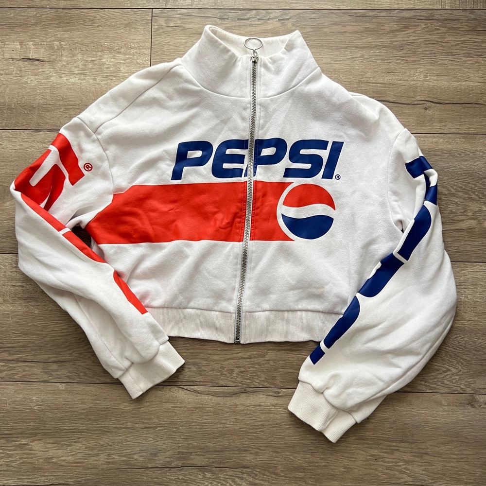 H&M White and Red Bomber Jacket with Iconic Design